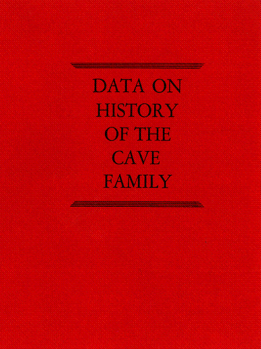 Title details for Data on the History of the Cave Family by William Fitzgerald - Available